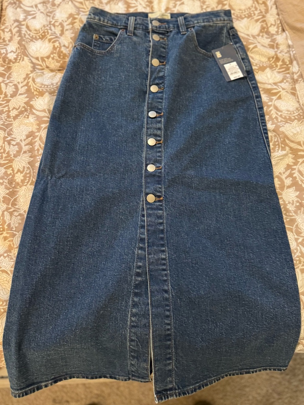 Universal Thread Blue Denim Button-Front Skirt